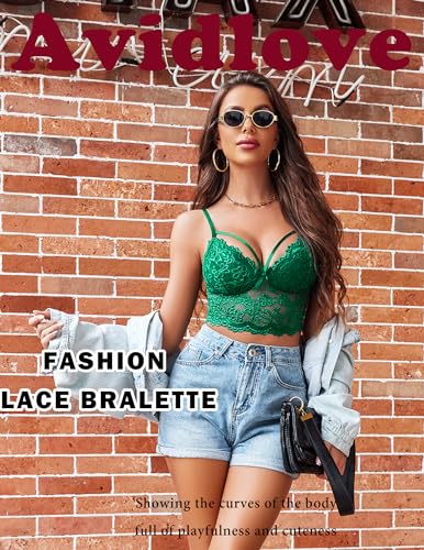 Image of Avidlove Lace Bralette for Women Lingerie Spaghetti Adjustable Strap Tank Camisole Crop Top