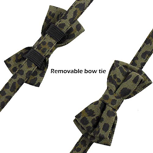 Image of Pipidog Cat Collar Breakaway with Bell and Accessories, Leopard Kitten Collar Bowtie for Kitty 20 Colors Adjustable 7.5-11in (Green Leopard)