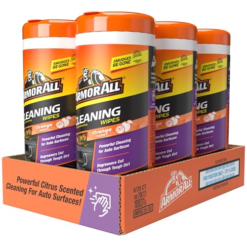Image of Armor All Car Interior Cleaner Wipes , Car Cleaning Wipes with Orange Cleans Dirt and Dust in Cars, Trucks and Motorcycles, 25 Count