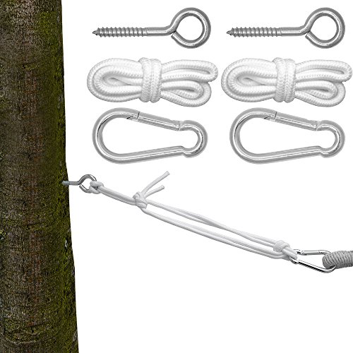 AMANKA Fastening for Hammock Complete kit incl Carbines Eyebolts Ropes Weight Bearing Capacity 160Kg
