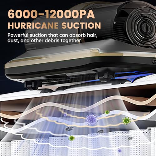 PATO Mattress Vacuum Cleaner, Wireless Handheld Bed Vacuum Cleaner with UV-C Light, HEPA Filter and Ultrasonic Vibration, 12KPa, Suitable for Beds, Sofas, Car Seats, Carpets (Golden)