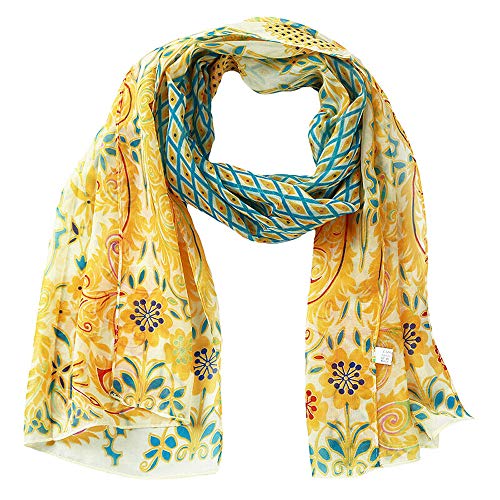 Secret for Longevity Long Rectangle Sheer YELLOW Beige Chiffon Aqua Turquoise Blue Green Red Gold Paisley Scarf Women's Scarves Headband Bandana 19" inches wide x 60" inches long2