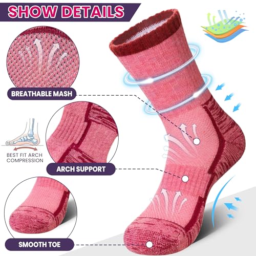 DoSmart Merino Wool Hiking Socks for Women Thermal Winter Warm Moisture Wicking Boot Work Cushion Gift Socks 5 Pairs4