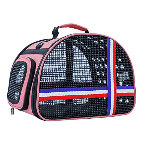 IvyH Kattendraagtas, draagbare huisdierendrager met schouderriem ademend mesh huisdier reisdraagtas voor kleine honden katten konijn (roze)