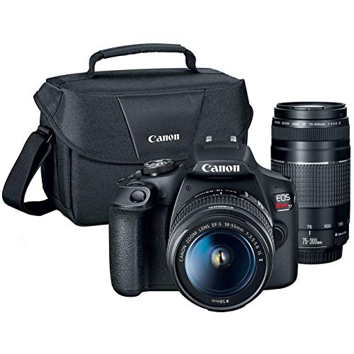 Image of Canon T7 EOS Rebel DSLR Camera with EF-S 18-55mm f /3.5-5.6 is II and EF 75-300mm f /4-5.6 III Lens and Two (2) 32GB SDHC Memory Cards Plus Double Battery Accessory Bundle