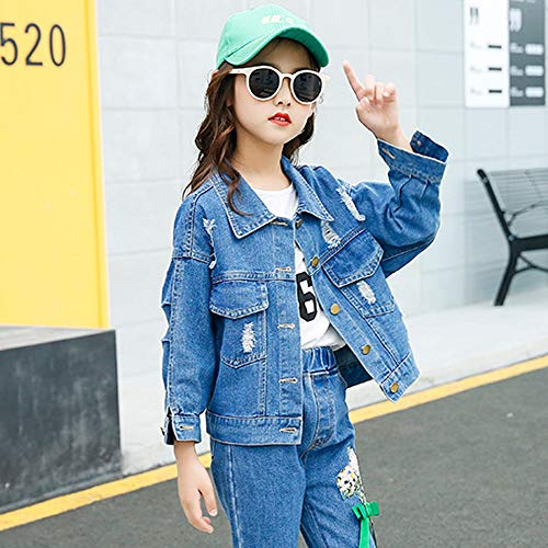Image of ASHER FASHION Denim Jackets Girl Denim Jackets Classic Basic Button Down Coat Girls' Outwear