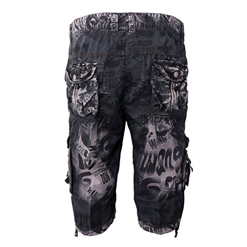 YIJU Calça Curta Masculina Tática Ao Ar Livre Calças de Combate Vintage Roupas de Trabalho - Cinza 3