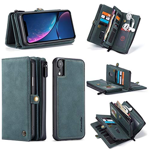 iPhone XR ケース 財布 手帳型 レザー アイフォン XR 携帯カバー ケース手帳がた 高級レザー 小銭入れ付き コインケース 大容量 財布型 カードケース カード入れ 16枚収納 長財布 耐衝撃カバー 電話ケース スマホカバー iPhone XR 対応 グリーン