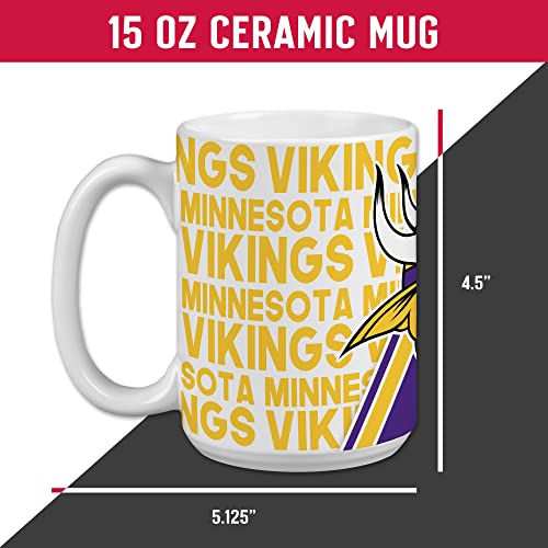 Image of Rico Industries NFL Football Minnesota Vikings 15 oz White Ceramic Mug
