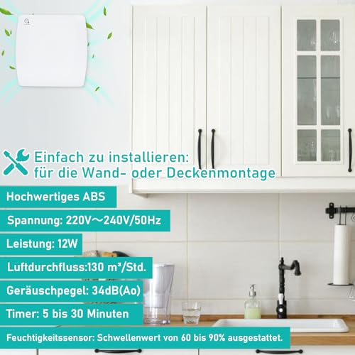 Badlüfter mit Feuchtigkeitssensor und Timer 100 mm