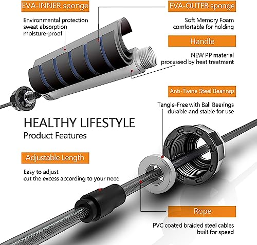 Image of Redify Skipping Rope Men and women and Children Exercise Rope for Exercise Workout & Weight LossTangle Free Jumping Rope for Kids Polyvinyl Chloride rope