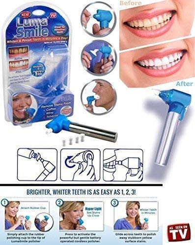 STORE Tooth Polisher Whitener Stain Remover with LED Light luma Smile Rubber with extra 4 Cups 2