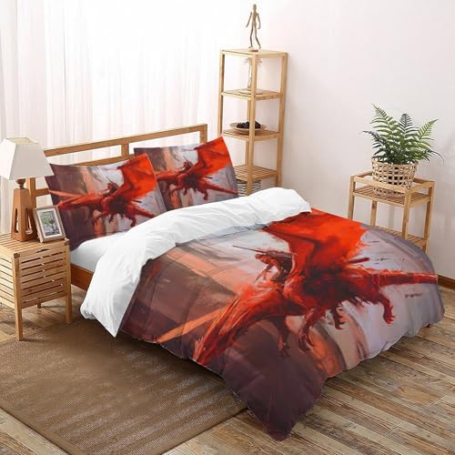 Parure de couette red dragon en tissu microfibre ultra doux - 2