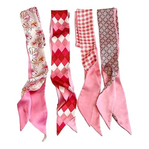 QTMY 4 Pack Purse Scarf for Bags Silk Head Scarf for Hair Handbag Women Scarfs Band Hair Neck Scarves Fashion Gifts,04 Cover