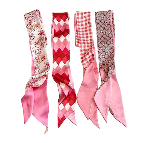 QTMY 4 Pack Purse Scarf for Bags Silk Head Scarf for Hair Handbag Women Scarfs Band Hair Neck Scarves Fashion Gifts,04