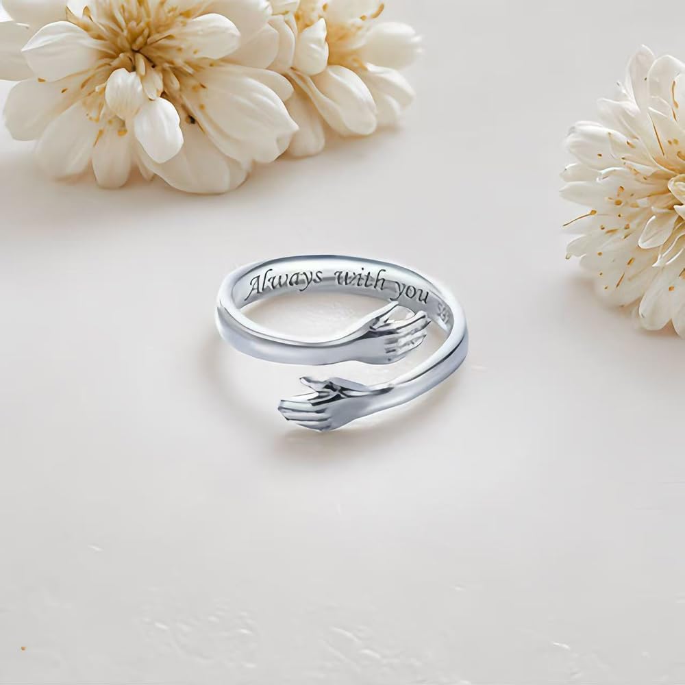 Granddaughter Hug Ring For Hope Rings, Inspirational Stainless Steel Engarved With “Always With You” Message Adjustable Ring for Women Non Tarnish Jewelry Gift for Her Birthday Christmas - Image 7