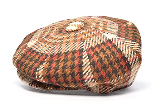 Bonnet d'hiver multicolore à carreaux style huit pans élégant et chaud