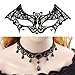 Produktbild Kungfu Mall Halloween Gothic Fancy schwarzer Spitze Fledermaus Maske und Silber Feder Fledermaus Stirnband für Mädchen und Damen