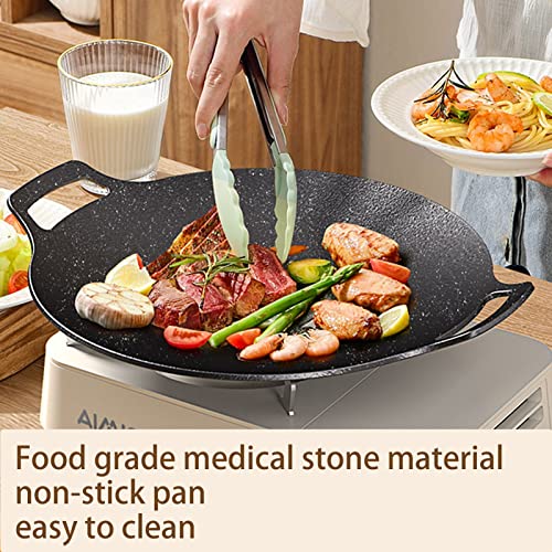 Rwoora Grill Pan,13 Inch Non-Stick Baking Pan+Brush+Dry Cloth,Barbecue Pot Outdoor Camping Grill Plate Fry Pan For Stove Tops &Induction Compatible (30Cm/12Inch) #TOP1