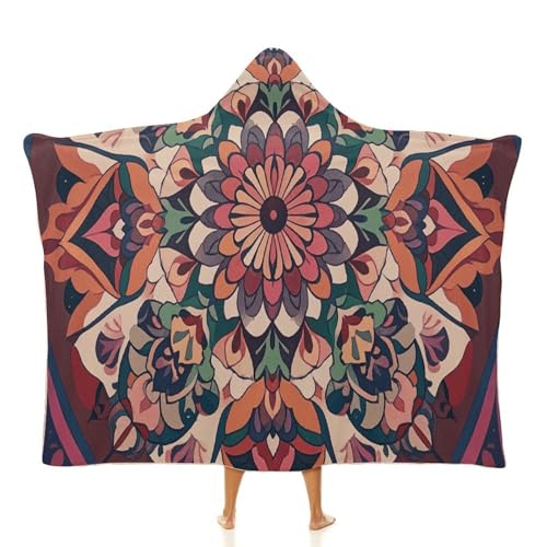 Couverture à capuche en peluche de qualité supérieure et style mandala