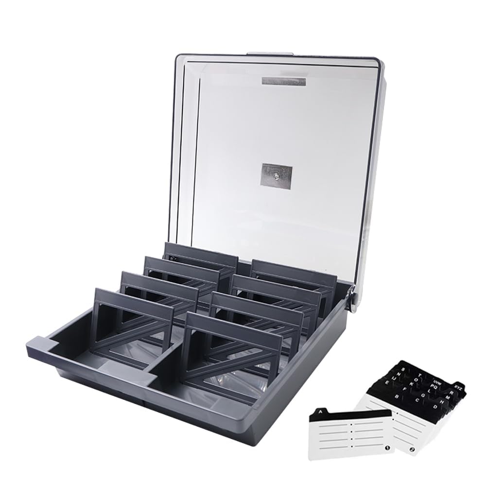 Namvo Business Card Storage Box Business Card Organizer Credit Card Holder File Capacity 1000 Cards with Dividers A-Z Bank Card Room Card Business Card Classification Box