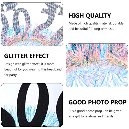 Frycolor 2 faixas de cabeça 2021 com glitter e estrelas, faixas para cabeça de feliz ano novo 2021 p