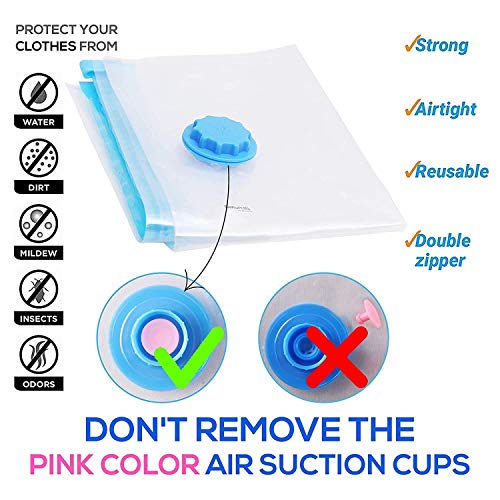Image of Reusable Space Saver Bag, Vacuum Storage Bag, Zip lock - Quilts with Compact Hand Pump (multi color,pack of 4)