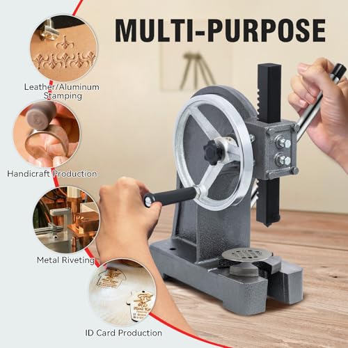 Image of CXRCY Arbor Press 1 Ton with Hand Wheel, Cast Iron Heavy duty Manual Arbor Press 1 Ton, 5.5 inch Maximum Height, Desktop Arbor Press, Metal Punch Press Machine for Stamping Bending Forming Stretching