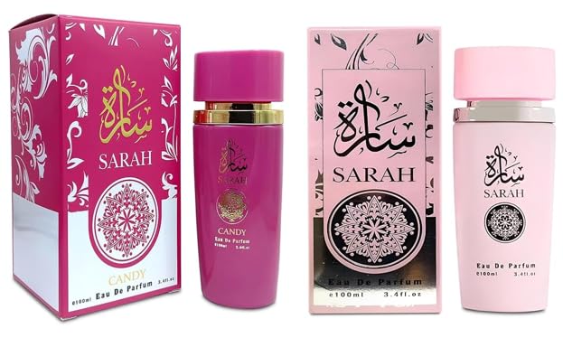 SARAH CANDY & SARAH FUCHSIA Perfume Set for Women - Floral, Fruity & Sandalwood, Musk Fragrance Combo Gift Set 3.4 fl oz Each EDP for Daily Use (2 PACK).
