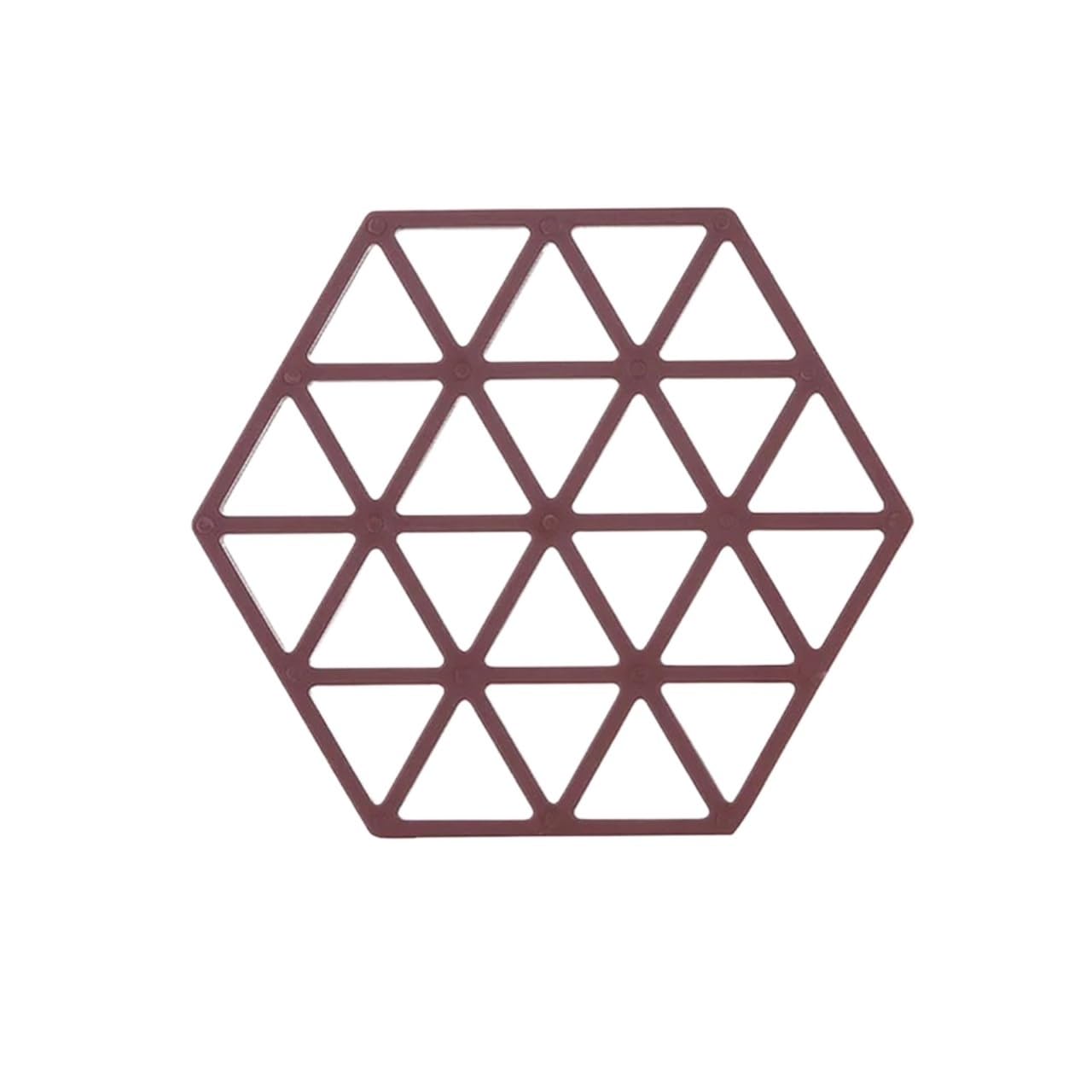 silicone trivet Table Mat, Silicone Trivet Solid Non-Slip Insulation Hexagon Cup Coaster Multicolor 12 x 13.8 cm(Triangle Brown)
