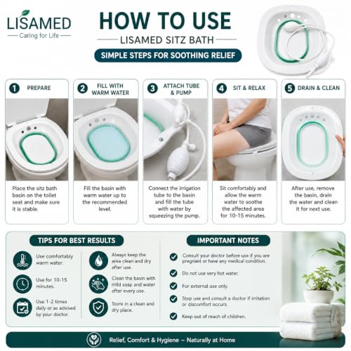 Image of Sitz Bath for Toilet Seat with Irrigation Tube & Air Pump | Portable Hemorrhoids, Piles, Fissure & Postpartum Relief Sitz Bath Basin
