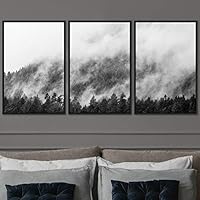 3 Piece Framed Canvas Wall Art Foggy Mountains Canvas Prints Home Artwork Decoration for Living Room,Bedroom - 16
