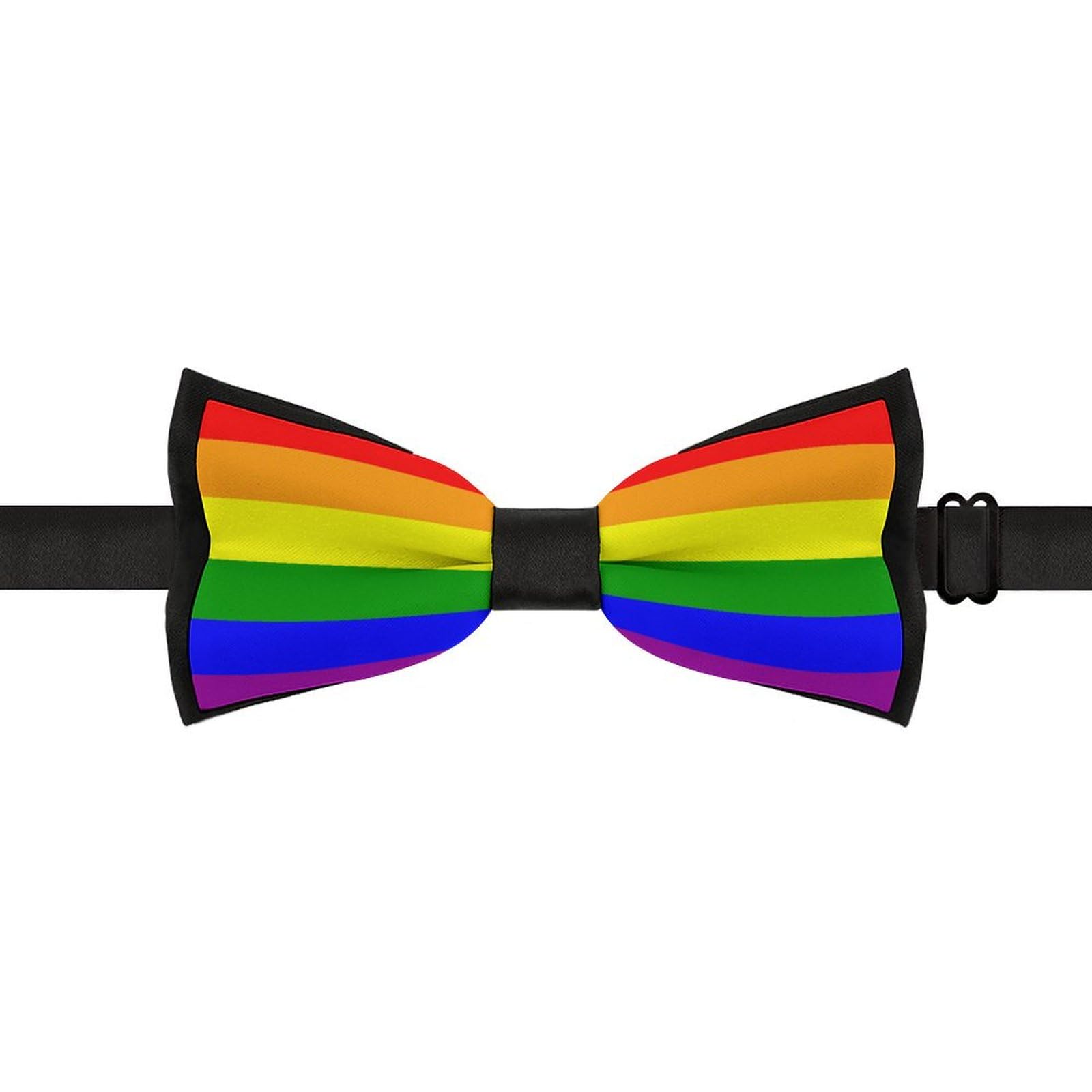 GoasNei Rainbow Pride Flag Bow Tie for Men Adjustable Necktie Funny Tie Neck Ties for Weddings Party