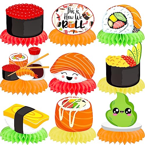 Sushi Honeycomb Centerpieces Japanese Sushi Party Decorations Sushi Birthday Party Table Centerpieces for Let's Roll Sushi Baby Shower Supplies
