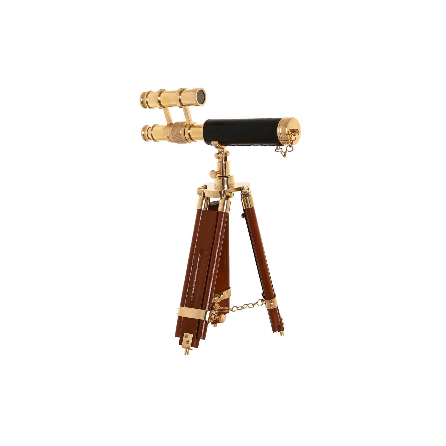 Télescope en laiton doré 24x17x34 cm avec manche pour décoration marine