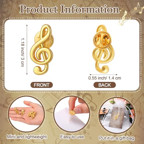 Image of Yinkin Music Note Lapel Pin Bulk Musical Class Teacher Appreciation Gift Treble Clef Brooch with Card and Organza Bag for Back to School Vbs Music Lover Student Choir Band Orchestra