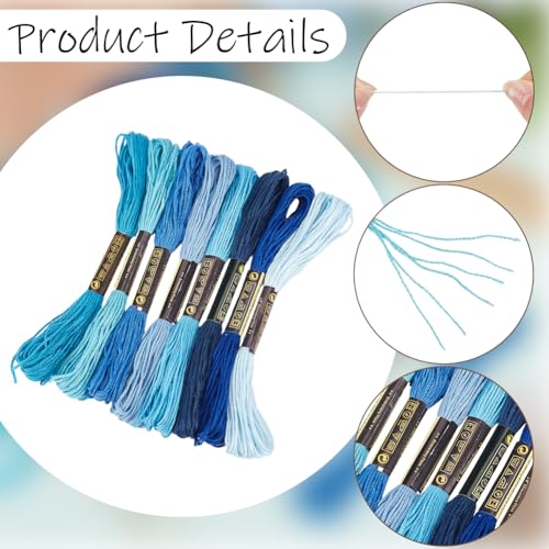 48 madejas hilo sashiko azul 360 m kit con agujas miniatura 6
