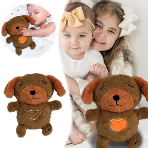 Cama de muñecas con luz que respira tranquilamente, sueño relajante, amor lunar, respiración, dulce peluche para perros, música calma al bebé en el sueño ~ Peluche con movimiento de respiración música