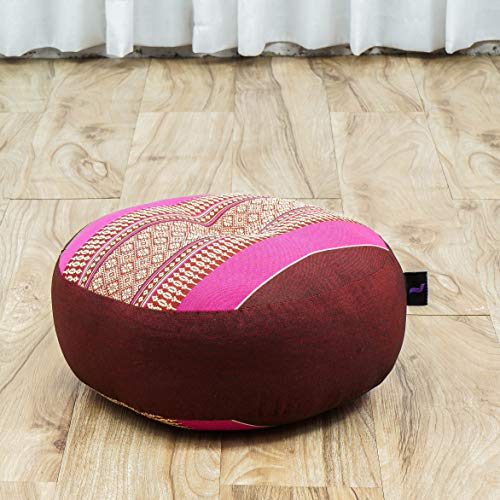 Image of Leewadee Meditation Cushion Set - 1 Small Zafu Yoga Pillow and 1 Small Roll-Up Zabuton Mat Filled with Kapok