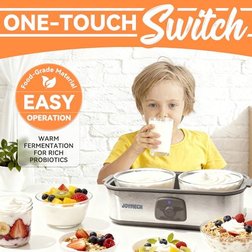 Yogurt Maker Machine with Two 1-Quart Containers for Larger Batches, Oatmeal, Pudding, or Jello, Food-Grade Martial, One-touch Control, Homemade Yogurt - Image 3