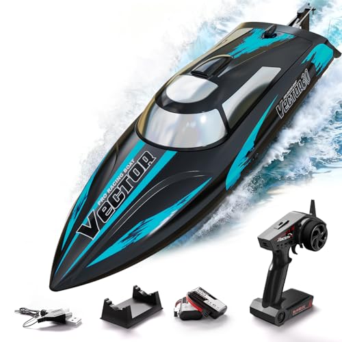 VOLANTEXRC RC Remote Control Boat for Pool，2.4Ghz Control RC Boats for Adults, Lake Electric Boat with Water Cooling System 2Rechargeable Batteries Black