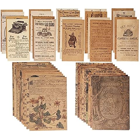 Qililandiy 80 Sheets Decoupage Paper Linen Paper for Junk Journal TN Traveler's Notebook Vintage Scrapbook Supplies Bookmark Tag Art Bullet Ephemera Cards Cover