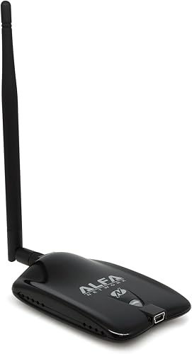 Miniatura 1 de Alfa AWUS036NHA BGN Adaptador USBinalámbrico 80211n150Mbps24GHz5dBi AntenaLargo AlcanceAtheros ChipsetCompatible con Windows XPVista 64-bit128-bit