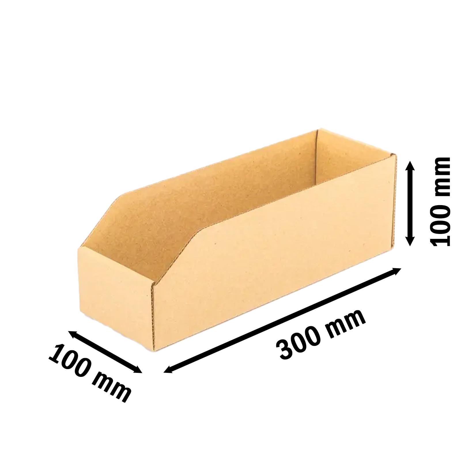 Verdone 10x Lagersichtbox aus Karton 300x100x100 mm– faltbare Karton-Schütten aus Wellpappe – ideal für Haushalt, Küche, Speisekammer, Kinderzimmer (LEGO), Garage & Gartenhaus