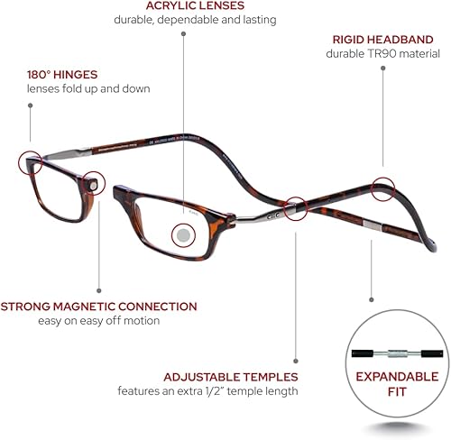 Miniatura 3 de CliC Magnetic Reading Glasses Expandable Adjustable Temple Computer Readers Original Expandable