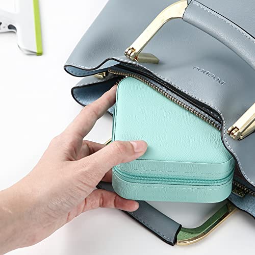 Image of Neveika Portable Travel Mini Jewelry Box Leather Jewellery Ring Organizer Case Storage Gift Box Girls Women (Blue).