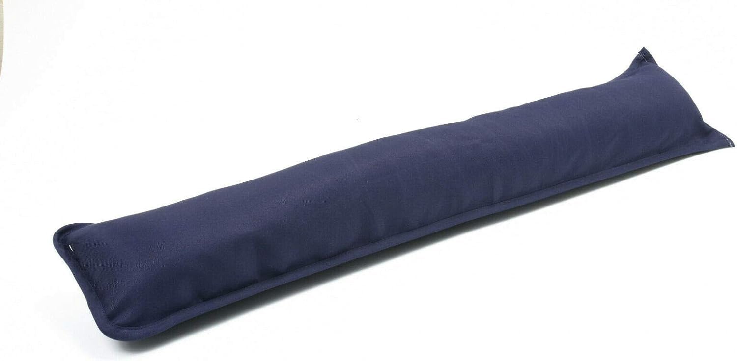 Ultra Soft Plain Fabric Door Draught Stopper | Hollowfibre Filled Draft Xmas Excluder for Windows & Hallways|Energy Saver (Navy)