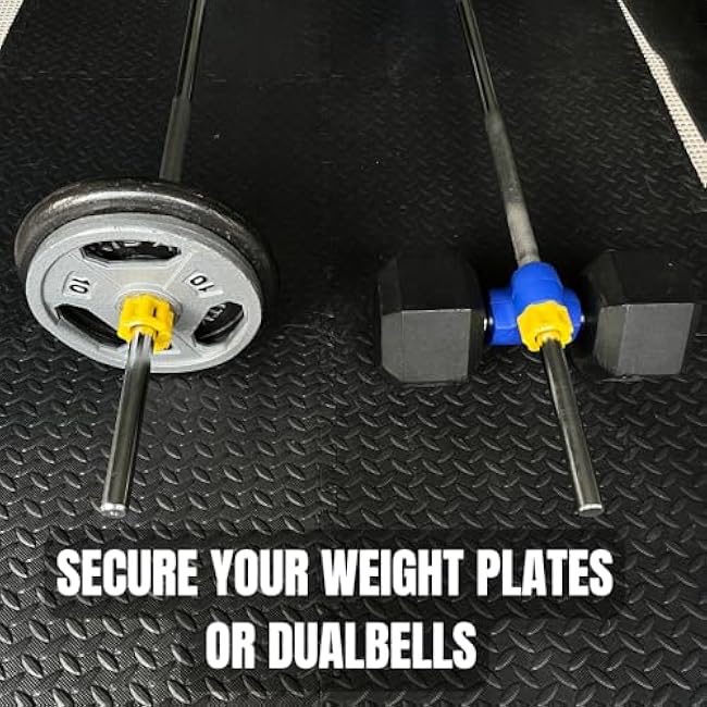 Weight Collars, Quick Release Barbell Clamps for 1 Standard Diameter Bars, Exercise Collars Fit 1(25mm) Quick Lock Pair of Collar Clips for Home Gym Weightlifting Fitness Training (Yellow)