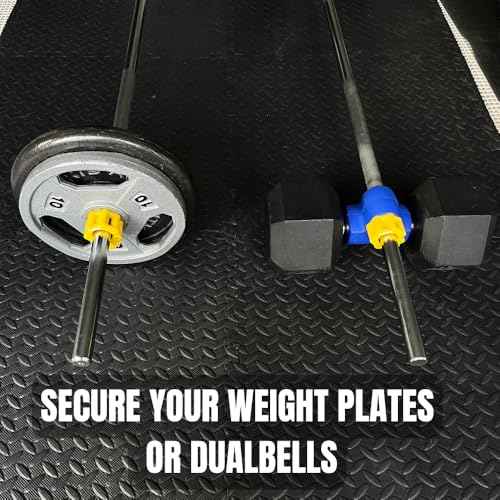 Dualbell Weight Collars, Quick Release Barbell Clamps for 1" Standard Diameter Bars, Exercise Collars Fit 1"(25mm) Quick Lock Pair of Collar Clips for Home Gym Weightlifting Fitness Training (Yellow) - Image 4
