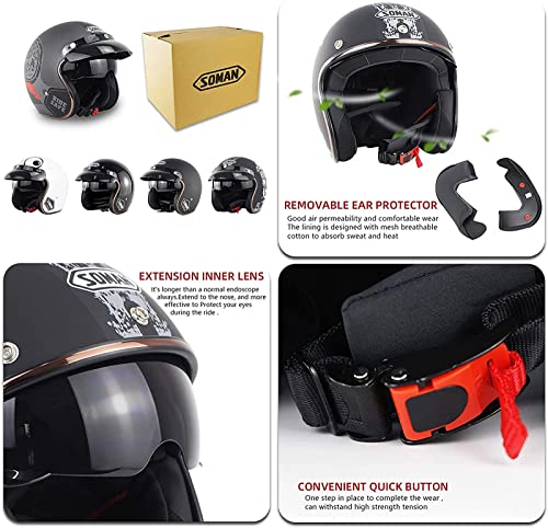Casque rétro Harley open face doté d'une attache à dégagement rapide XL